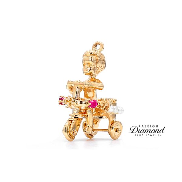 Estate 14K Yellow Gold Toddler on Bicycle Charm with Gemstones Raleigh Diamond Fine Jewelry Raleigh, NC
