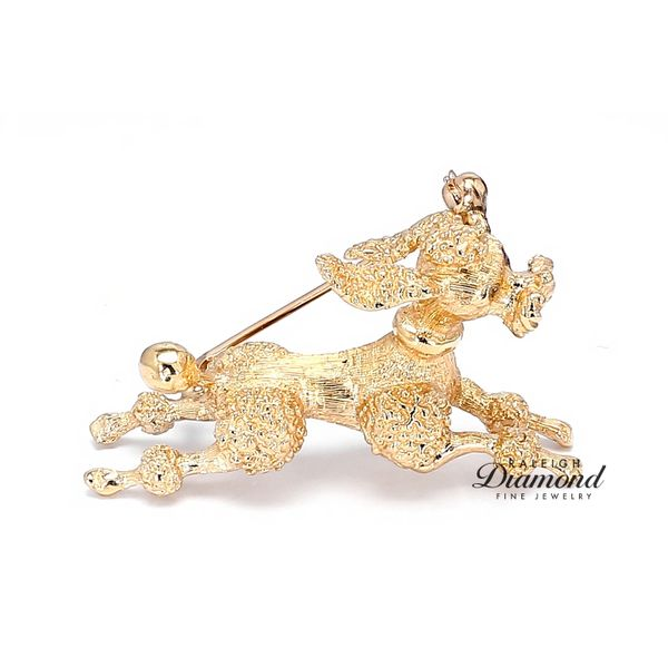 Estate 14K Yellow Gold Poodle Dog Brooch Image 2 Raleigh Diamond Fine Jewelry Raleigh, NC