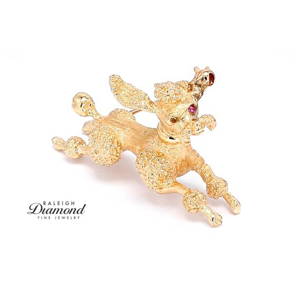 Estate 14K Yellow Gold Poodle Dog Brooch Raleigh Diamond Fine Jewelry Raleigh, NC