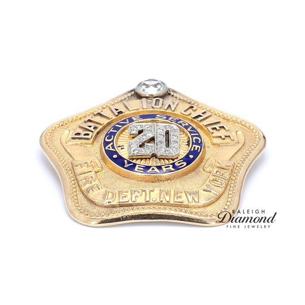 Estate 14K Yellow Gold Vintage 1936 NYFD Commemorative Badge Raleigh Diamond Fine Jewelry Raleigh, NC
