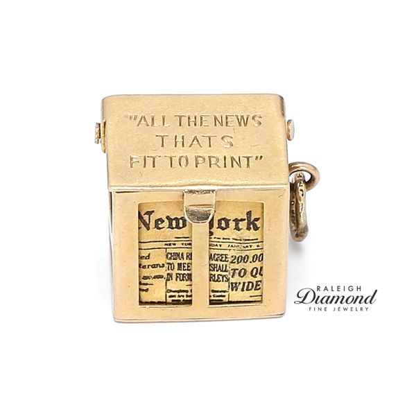 14K Yellow Gold New-York Newspaper Delivery Box Pendant Raleigh Diamond Fine Jewelry Raleigh, NC