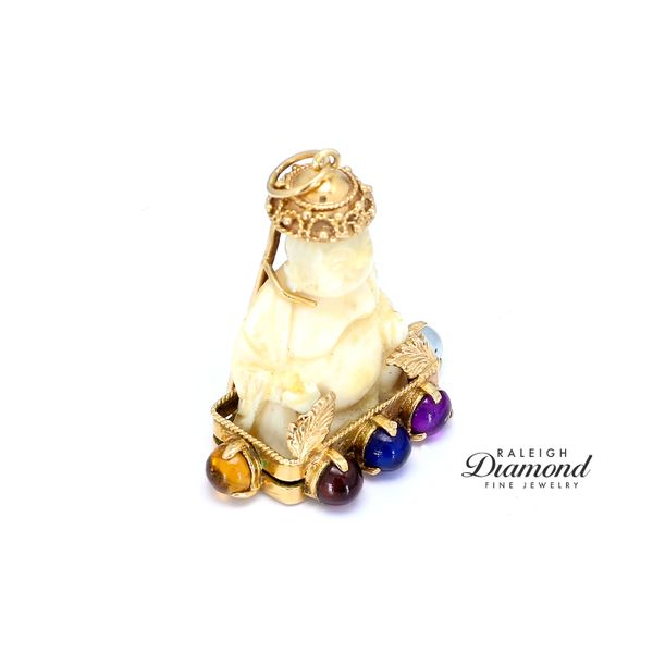 14K Yellow Gold BuddhaPendant with Color Stones Image 2 Raleigh Diamond Fine Jewelry Raleigh, NC
