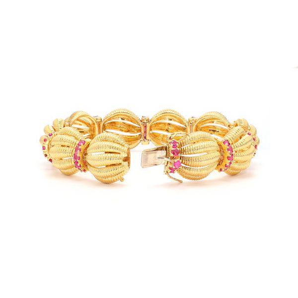 Estate Tiffany & Co. 18K Yellow Gold Bracelet with Rubies Image 2 Raleigh Diamond Fine Jewelry Raleigh, NC