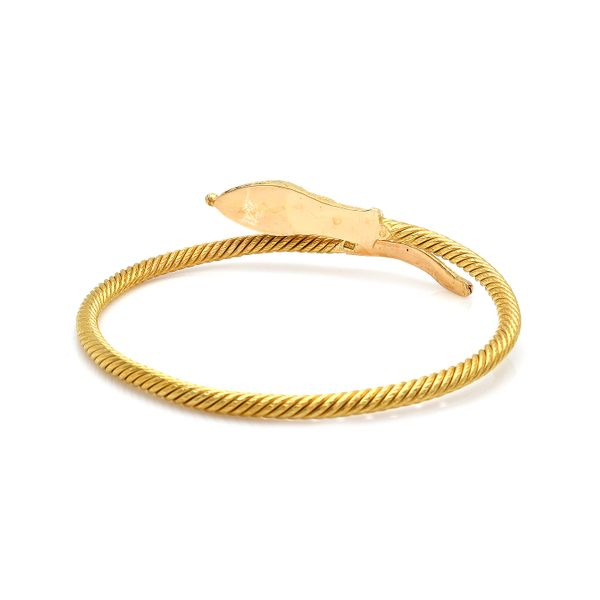 Estate 22K Yellow Gold Snake with Ruby Accents Bangle Bracelet Image 2 Raleigh Diamond Fine Jewelry Raleigh, NC