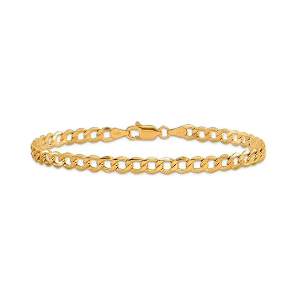 14K Yellow Gold 4.3mm Semi-Solid Curb with Lobster Clasp 7