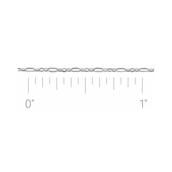 14K White Gold 1.55mm Figaro Chain--Chain by the Inch Up to 7.5