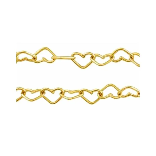 14K Yellow Gold 3.2 mm Heart Cable Chain 7