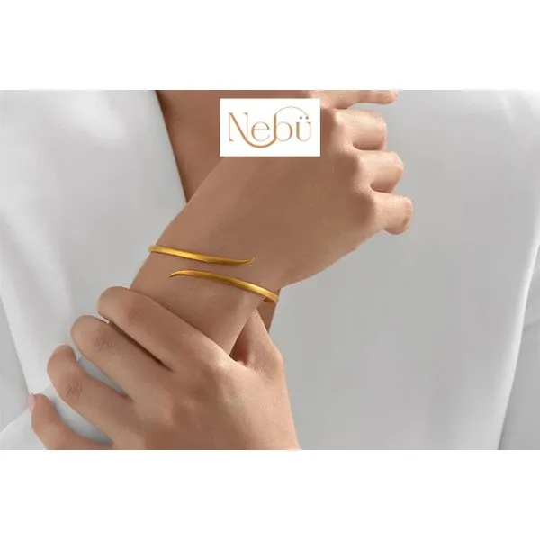 Nebu 24K Yellow Gold Slender Arrow Adjustable Bangle Bracelet Image 2 Raleigh Diamond Fine Jewelry Raleigh, NC