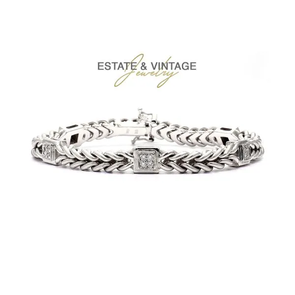 Estate 18K White Gold 0.40ctw Diamond Vintage Woven 7