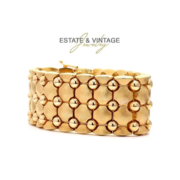 Estate 18K Yellow Gold Polished/Brushed Fancy Link Bracelet Length 7.5 Raleigh Diamond Fine Jewelry Raleigh, NC