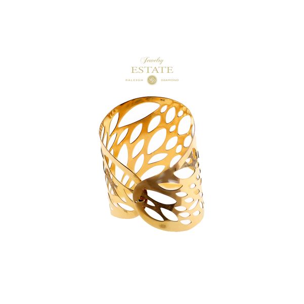 Estate 21K Yellow Gold Perforated Cuff Bracelet Image 2 Raleigh Diamond Fine Jewelry Raleigh, NC