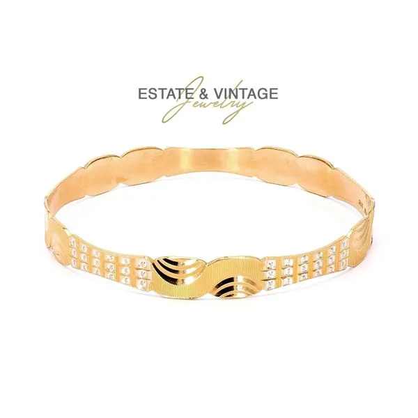 Estate 22K Yellow Gold Wave and Bubble Geometric Design Gold Bangle Bracelet Raleigh Diamond Fine Jewelry Raleigh, NC