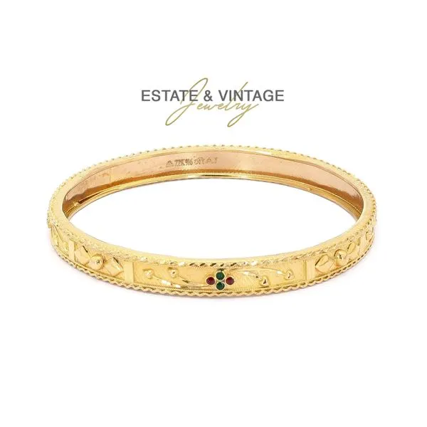 Estate 21K Yellow Gold 70mm Bangle Bracelet Raleigh Diamond Fine Jewelry Raleigh, NC
