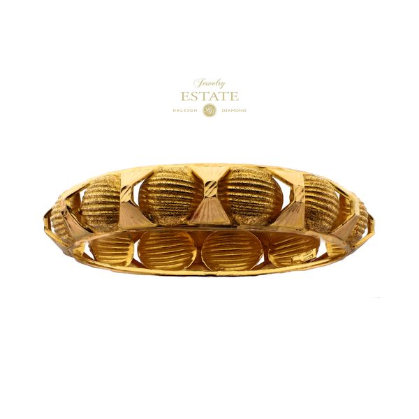Estate 21K Yellow Gold 72 mm Patterned Bangle Bracelet Raleigh Diamond Fine Jewelry Raleigh, NC