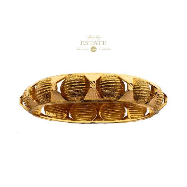 Estate 21K Yellow Gold 72 mm Patterned Bangle Bracelet Raleigh Diamond Fine Jewelry Raleigh, NC