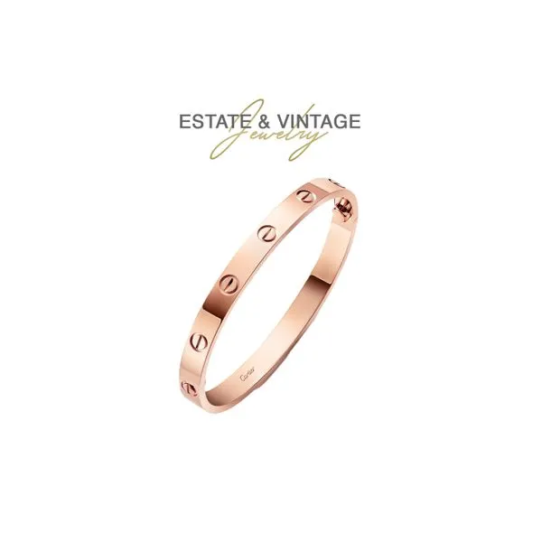 Estate Cartier 18K Rose Gold Love bracelet - Comes with Authentication Card Image 2 Raleigh Diamond Fine Jewelry Raleigh, NC