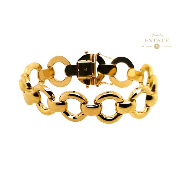 Estate 14K Yellow Gold Round Link Stampato 7.5