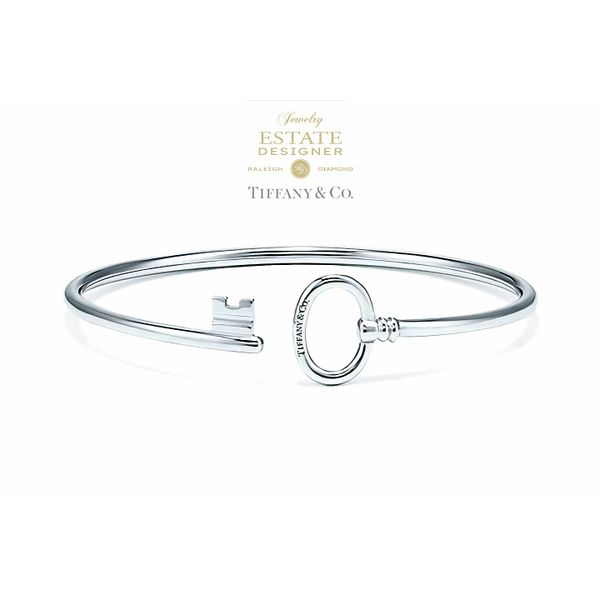 Estate Designer Tiffany & Co. 18K White Gold Oval Key Wire Bangle Bracelet Raleigh Diamond Fine Jewelry Raleigh, NC