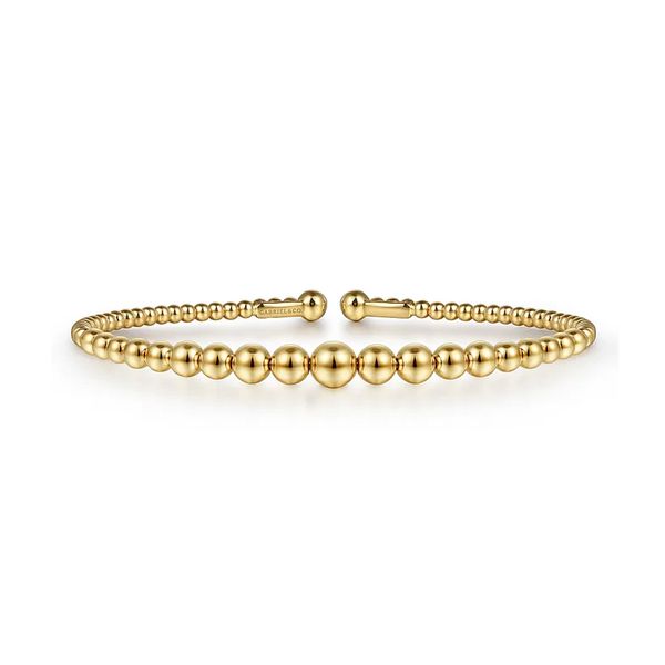 14K Yellow Gold Bujukan Open Flexible Bangle Bracelet Raleigh Diamond Fine Jewelry Raleigh, NC