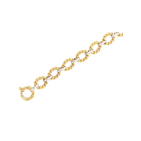 14K White & Yellow Gold Cable Link Bracelet Raleigh Diamond Fine Jewelry Raleigh, NC