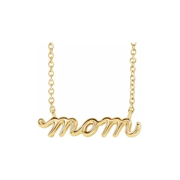 14K Yellow Gold Petite Mom Script 18