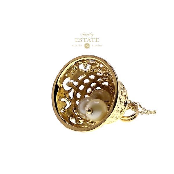 14K Yellow Gold 3-Pearl Bell Pendant 18