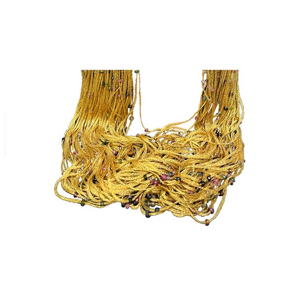 Estate Calgaro Yellow Gold Opera Mesh Chain Necklace Image 2 Raleigh Diamond Fine Jewelry Raleigh, NC