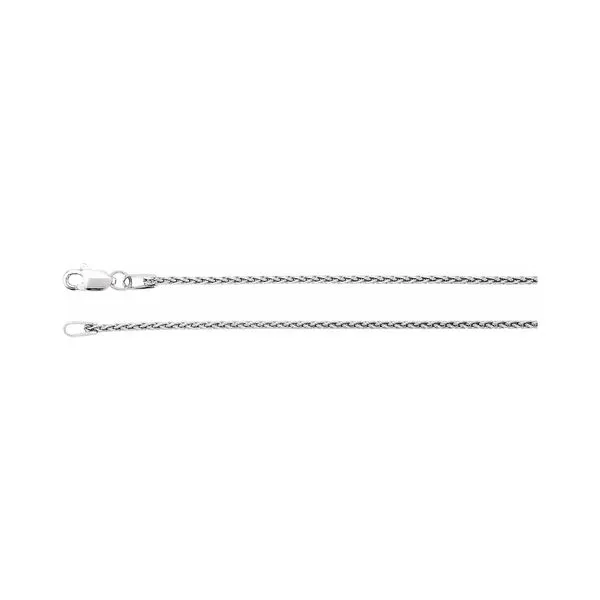 Sterling Silver 18' 1.25mm Rhodium Wheat Chain Image 2 Raleigh Diamond Fine Jewelry Raleigh, NC