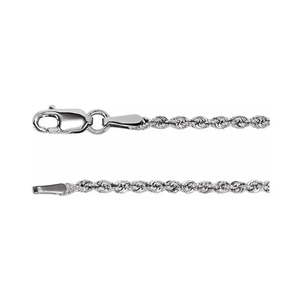 Sterling Silver Rhodium Plated 1.85mm Rope Chain 18