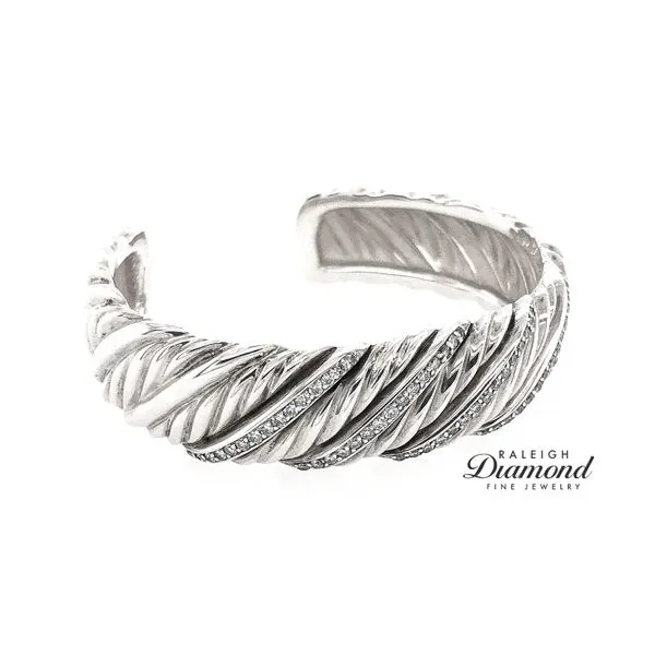 David Yurman Diamond Twisted Cable Wide Cuff Bracelet Image 2 Raleigh Diamond Fine Jewelry Raleigh, NC
