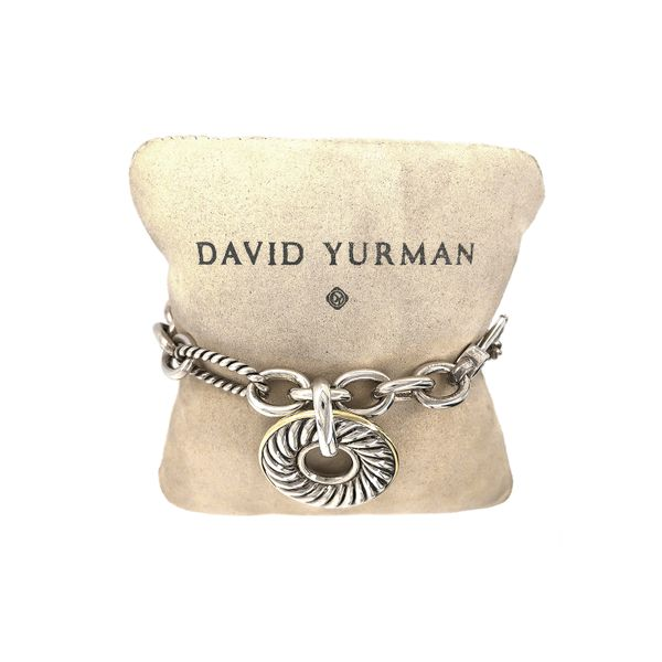 David Yurman Link Bracelet with O Charm Sterling Silver with 18k Yellow Gold Image 3 Raleigh Diamond Fine Jewelry Raleigh, NC