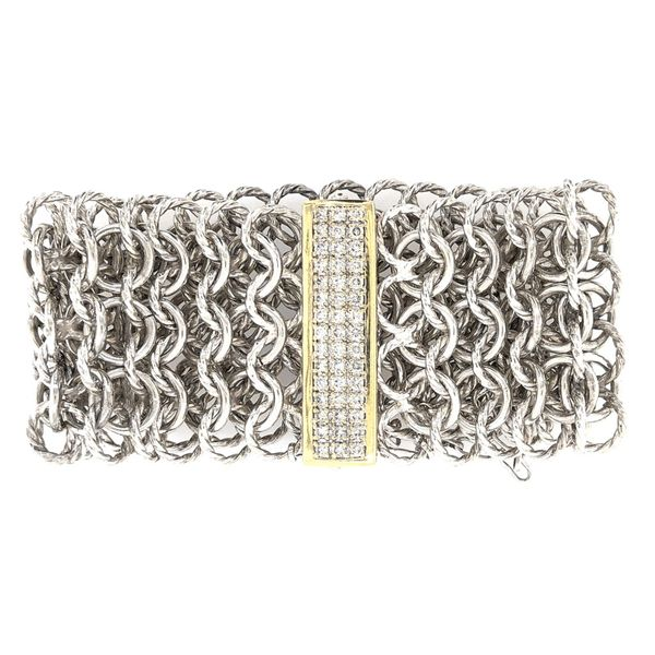 David Yurman Atlas Link Diamond Bracelet Sterling Silver 18k Yellow Gold Image 2 Raleigh Diamond Fine Jewelry Raleigh, NC