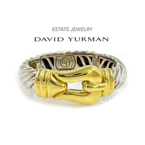 Estate David Yurman 18K Yellow Gold & Sterling Silver Large Buckle Bracelet Raleigh Diamond Fine Jewelry Raleigh, NC