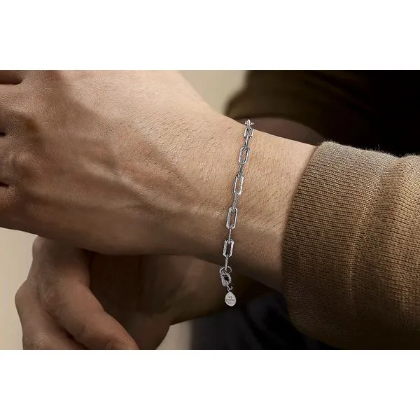 925 Sterling Silver Elongated Chain Bracelet Image 3 Raleigh Diamond Fine Jewelry Raleigh, NC