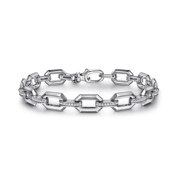 925 Sterling 0.58ctw White Sapphire Link Chain Bracelet 7.5 in Raleigh Diamond Fine Jewelry Raleigh, NC
