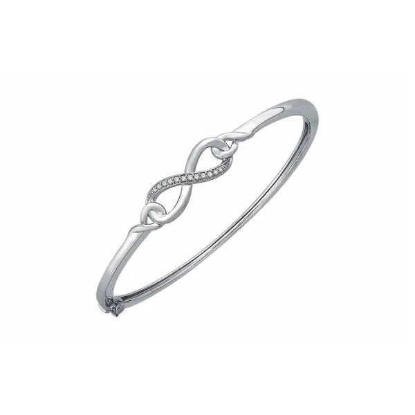 Sterling Silver 0.10ctw Diamond Infinity Polished Bangle Bracelet Raleigh Diamond Fine Jewelry Raleigh, NC
