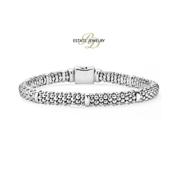 Estate Lagos Enso Collection 6mm Sterling Silver Caviar 8