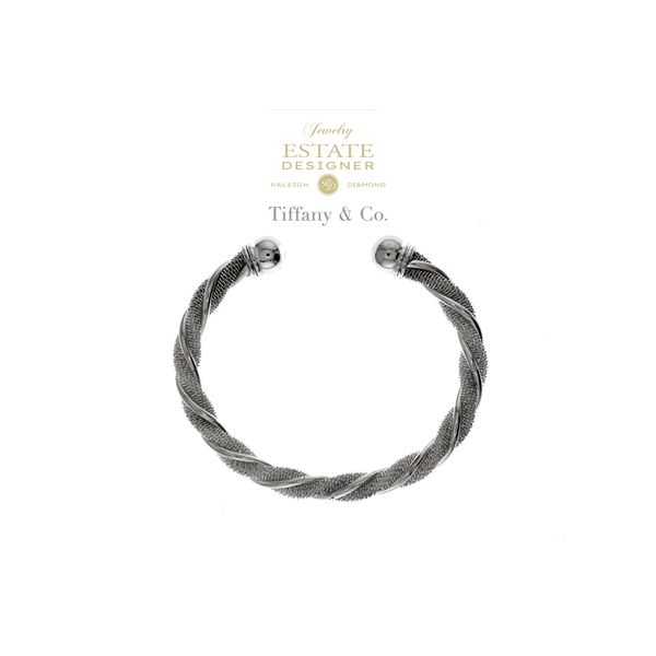 Estate Designer Tiffany & Co. Elsa Peretti 925 Sterling Silver Twisted Mesh Cuff Bracelet Image 2 Raleigh Diamond Fine Jewelry Raleigh, NC