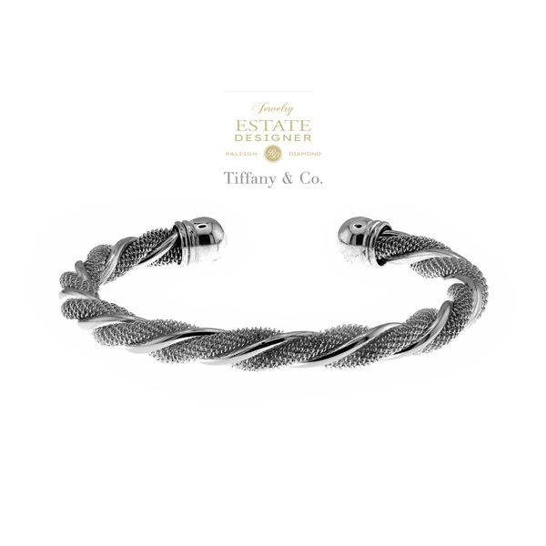Estate Designer Tiffany & Co. Elsa Peretti 925 Sterling Silver Twisted Mesh Cuff Bracelet Raleigh Diamond Fine Jewelry Raleigh, NC