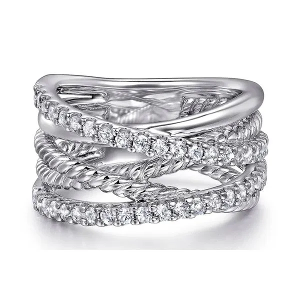 925 Sterling 0.82ctw White Sapphire Twisted Ring Size 6.5 Raleigh Diamond Fine Jewelry Raleigh, NC