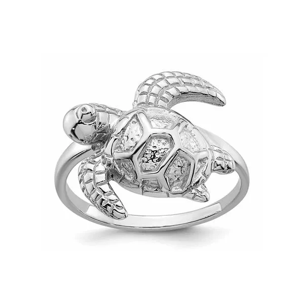 Sterling Silver Rhodium-plated Polished Turtle Fashion Ring Size 8 Raleigh Diamond Fine Jewelry Raleigh, NC