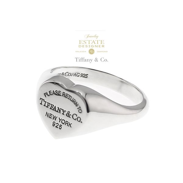 Estate Designer Tiffany & Co. Sterling Silver Return To Tiffany Signet Heart Ring Sz 6.25 Raleigh Diamond Fine Jewelry Raleigh, NC