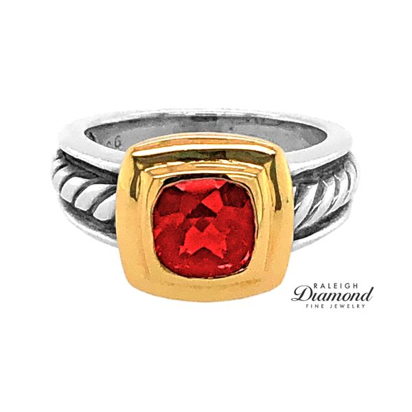 Estate David Yurman 18K Yellow Gold & Sterling Silver Ring with Red Garnet Image 2 Raleigh Diamond Fine Jewelry Raleigh, NC