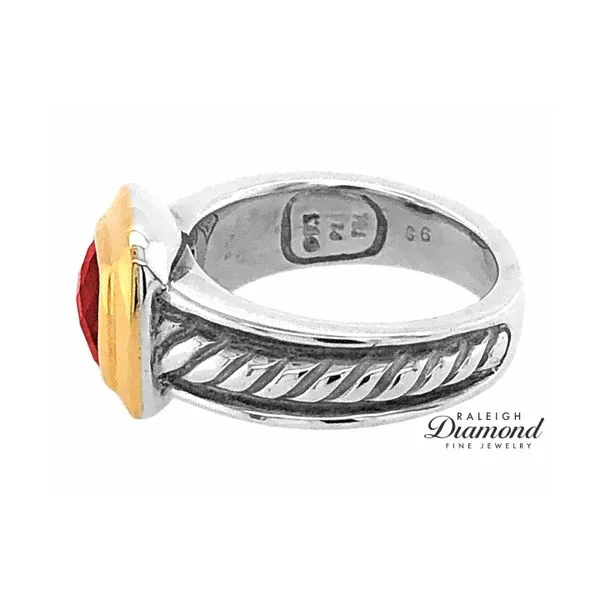 Estate David Yurman 18K Yellow Gold & Sterling Silver Ring with Red Garnet Image 3 Raleigh Diamond Fine Jewelry Raleigh, NC