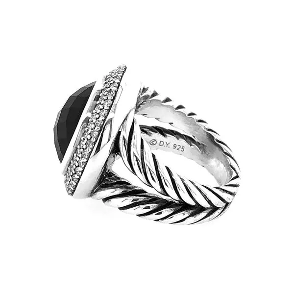 David Yurman Black Onyx and Diamond Ring in  Sterling Silver Image 3 Raleigh Diamond Fine Jewelry Raleigh, NC