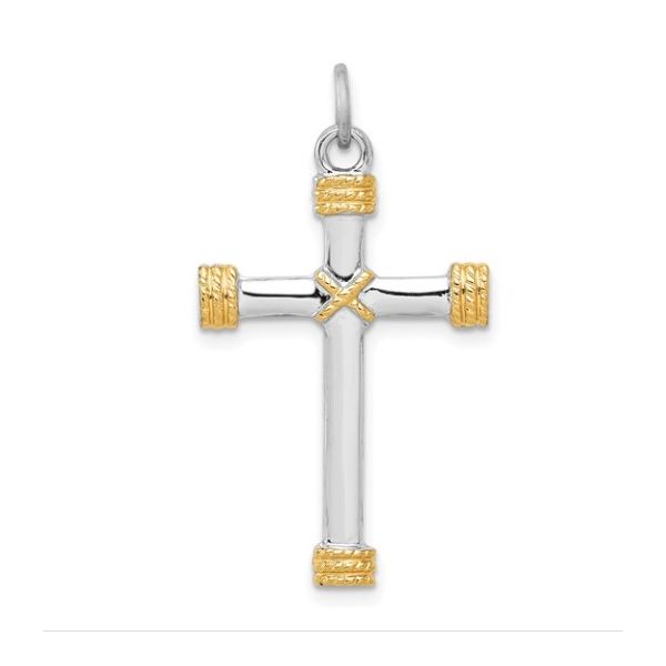 18K Gold-plated & Sterling Silver Cross Charm/Pendant Raleigh Diamond Fine Jewelry Raleigh, NC