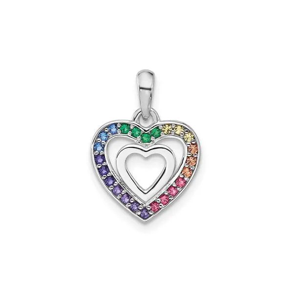 Sterling Silver Rainbow Crystal Heart Pendant Raleigh Diamond Fine Jewelry Raleigh, NC