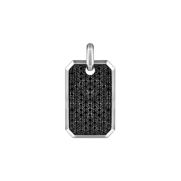 Sterling Silver Black Spinel Dog Tag Pendant Carm Raleigh Diamond Fine Jewelry Raleigh, NC