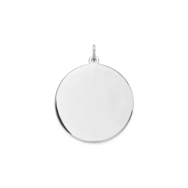 Rhodium Platted Sterling Silver 26.0mm Polished Disk Charm Engravable Raleigh Diamond Fine Jewelry Raleigh, NC