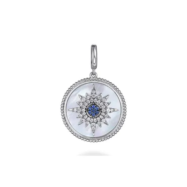 925 Sterling Starburst 0.09ctw Blue Sapphire 0.36 White Sapphire 4.93 Pearl Pendant Raleigh Diamond Fine Jewelry Raleigh, NC